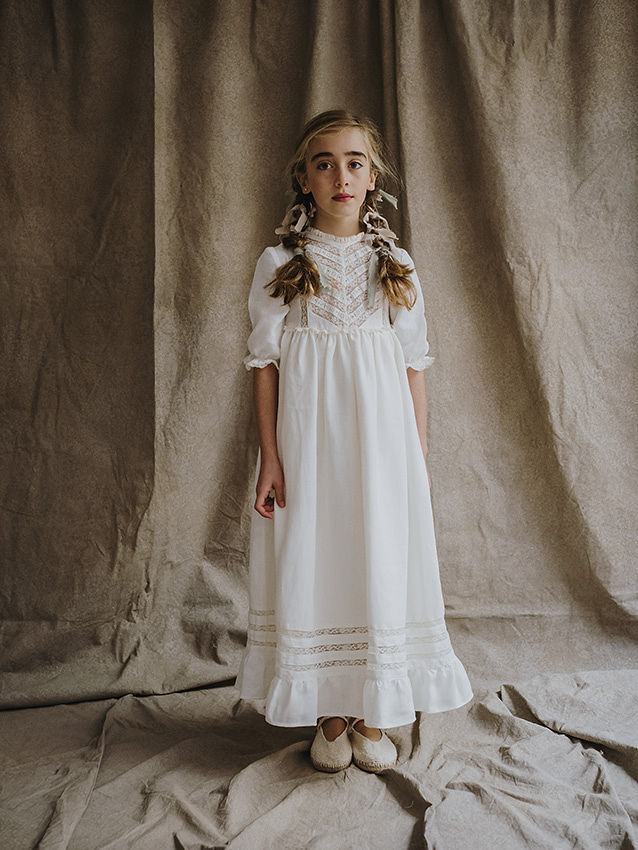 a00251 VESTIDO COMUNIÓN CUELLO ALTO