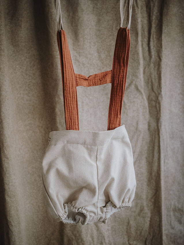 BERMUDAS BEBE CON GOMA COTTON TOSTADO CON H ALGODON